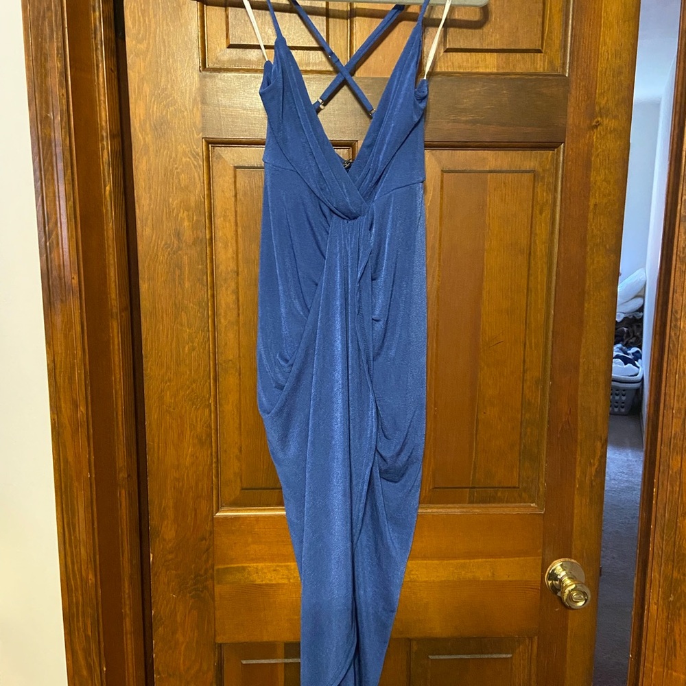 Lulu's Elegant Blue Draped Dress